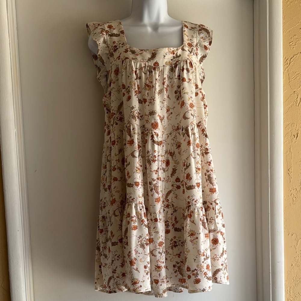 Ces Femme Cream and Brown Floral Dress